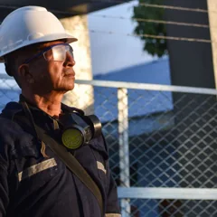 Homme en tenue de protection sur un chantier — photo d’illustration